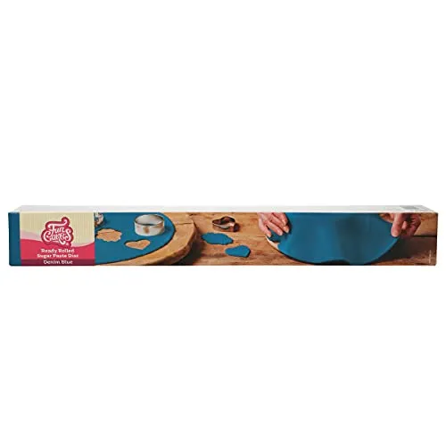 FunCakes Ausgerollte Rollfondant Disc Demin Blue: Köstliches Vanille-Aroma, bereits gerollt, einfach zu verwenden, perfekt für die Kuchendekoration, 430 g