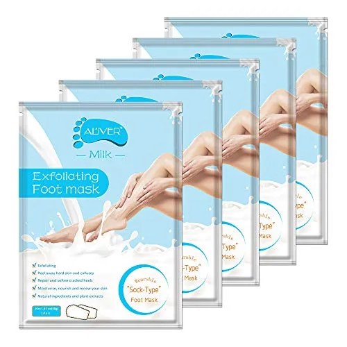 Fußmaske Socken, 5 Paar Hornhaut Entfernung Fuß Peeling Maske Pflegende Exfoliating für Wirksam bei Schwielen Abgestorbener und Trockener Haut (Fußmaske Socken)