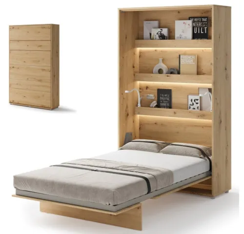yourhouse24 Schrankbett Bed Concept Vertikal Eiche Artisan 90-180cm - Schrankbett Bed Concept – Platzsparendes Wandklappbett in elegantem Design, ideal für kleine Räume. Mit einfacher Handhabung und bis zu 140 kg belastbar, verwandelt es jeden Raum in ein komfortables Schlafzimmer.