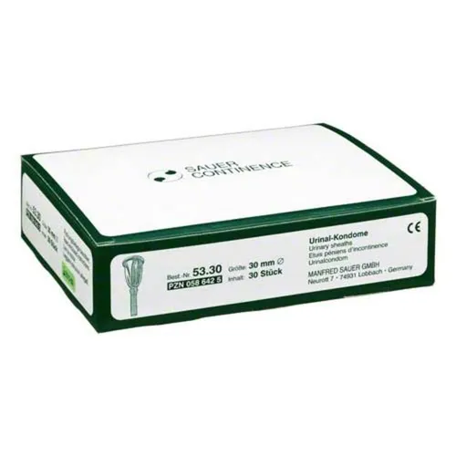 Kondome M Schlauchans 5330 - 30 ST - Inkontinenzeinlagen mit Latex-Kondomen, frei von chemischen Reststoffen. Ideal für eine individuelle Fixierung an Urin-Auffangbeuteln, inklusive Abdecktuch für optimale Handhabung.