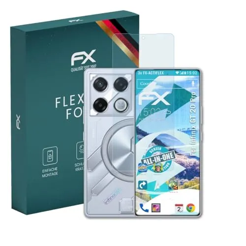 atFoliX Schutzfolie kompatibel mit Infinix GT 20 Pro Folie, ultraklare und flexible FX Displayschutzfolie (3X)