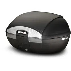 SHAD SH45 Topcase, schwarz - Sicher und praktisch - Motorradkoffer mit Handle Lock System für zusätzliche Sicherheit, Haltegriff für einfachen Transport und Gepäckgurte zur Ladungssicherung.