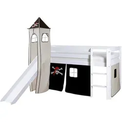 Mid.you Spielbett Ticaa 808295 Kasper, Schwarz, Weiß, Holz, Kiefer, massiv, seitenverkehrt montierbar, 90x200 cm, Kinder- & Jugendzimmer, Kindermöbel, Kinderbetten, Spielbetten