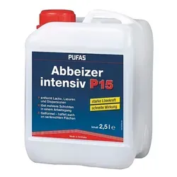 PUFAS Abbeizer intensiv P15 - 2,5 l Kanister - Reinigungsmittel zur effektiven Entfernung von Lacken und Lasuren, starke Lösekraft und schnelle Wirkung, ideal für mehrere Schichten in einem Arbeitsgang.