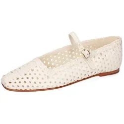 Melvin & Hamilton Bexley 10 Leder-Geflochtene Schuhe für Damen Ballerina Flache Absätze, Echtes Leder, Von Hand geflochten weiß 38 EU