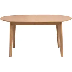 Ovaler ausziehbarer Esstisch ANSEL aus hellem Eichenholz L150-200 cm - Eleganter Esstisch mit natürlichem Eichenfurnier. Ausziehbar von 150 auf 200 cm, ideal für gesellige Abende und Familientreffen. Stabiler Stand dank massiver Hevea-Holzbeine.