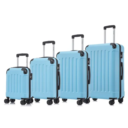 Hellblaues Koffer Suitcase Set – Trolley Reisekoffer mit 4 Rollen - Praktisches Reisekoffer Set in Hellblau, ausgestattet mit einem sicheren Schloss und einem Teleskopgriff. Ideal für unbeschwerte Reisen. Perfekt als Handgepäck!