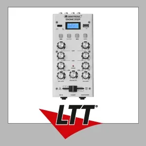Omnitronic GNOME-202P Silver - 2-Kanal-DJ-Mixer im Miniaturformat mit Bluetooth und MP3-Player für kabellosen Musikgenuss. Extrem leicht und kompakt, ideal für mobile DJs und kleine Events.
