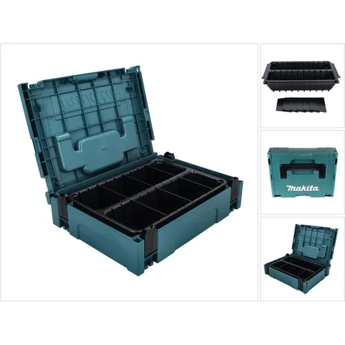 Makita Makpac 1 mit Varioeinsatz P-83680 - Werkzeugkoffer mit 2 Fächern, ideal für die organisierte Aufbewahrung von Handwerkzeug und Zubehör.
