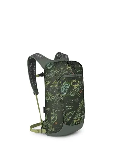 Osprey Rucksack, Green Canopy / Green Creek - Rucksacktaschen mit 15 l Volumen, atmungsaktiven und verstellbaren Gurten für optimalen Tragekomfort bei Outdoor-Aktivitäten.
