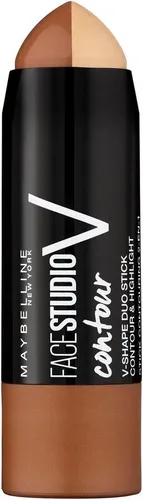 MAYBELLINE NEW YORK Concealer MASTER CONTOUR V-SHAPE Duo Stick #2-Medium - Duo Stick für perfekte Konturierung: Mit einem dunkleren Farbton für Schatten und einem helleren für Highlights erzielen Sie mühelos die trendige V-Gesichtsform. Cremige Textur für einfaches Verblenden und einen natürlichen Look.
