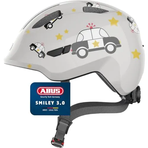 ABUS Kinderhelm Smiley 3.0 - Sicherer Fahrradhelm für Kinder mit Zopfplatz - Fahrradhelm für Kinder mit tiefer Passform und schlagfester Außenschale. Ideal für Sicherheit und Komfort, auch für Zopfträger*innen.