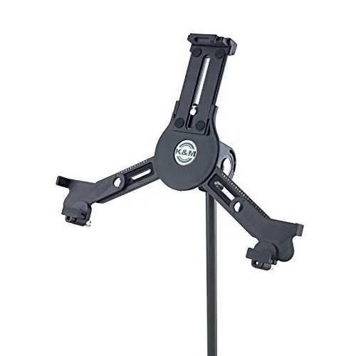 K M 19790 Tablet-PC-Stativhalter Schwarz - Drehbare Halterung für Mikrofon-Stative, passend für iPad, Samsung Galaxy Tab und mehr
