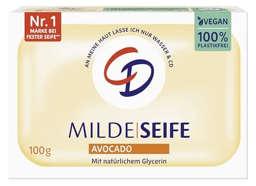 CD MILDE SEIFE AVOCADO 100G - Vegan & ohne Mikroplastik, 98% natürliche Inhaltsstoffe, ideal für Gesicht, Körper und Hände, auch für empfindliche Haut geeignet. Dermatologisch getestet und in umweltfreundlicher Verpackung.
