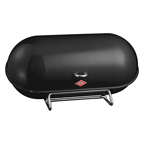 WESCO 2621 Brotkasten Breadboy, schwarz - Brotkasten aus hochwertigem Stahlblech mit optimaler Luftzirkulation für längere Frische, ideal für die moderne Küche. Maße: 44,3 x 23 x 21 cm.