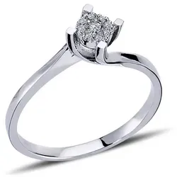 EinStein Diamant Solitär Ring 0,30 Carat in Weißgold mit Rubin - Eleganter Damenring mit unbeh. Diamant und Rubin, Brillant-Schliff. Inklusive Etui und Zertifikat, ideal für besondere Anlässe.