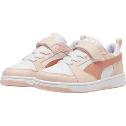 Puma Rebound V6 Lo AC+ PS Sneakers Kinder - 31 - Robuste Puma Rebound V6 Lo AC+ PS Sneakers für Kinder, ideal für Schule und Spielplatz. Mit elastischen Schnürsenkeln, Klettverschluss und halbhohem Kragen für optimalen Halt. Gummilaufsohle für sichere Schritte.
