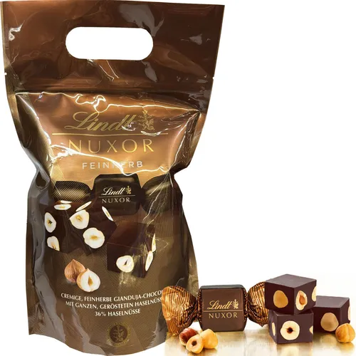 Lindt Nuxor XXL Gianduja Feinherb - Pralinen mit Haselnüssen - Schokoladenbonbons & Pralinen, 700 g Genuss mit feiner Haselnussfüllung, ideal für Schokoladenliebhaber und besondere Anlässe.