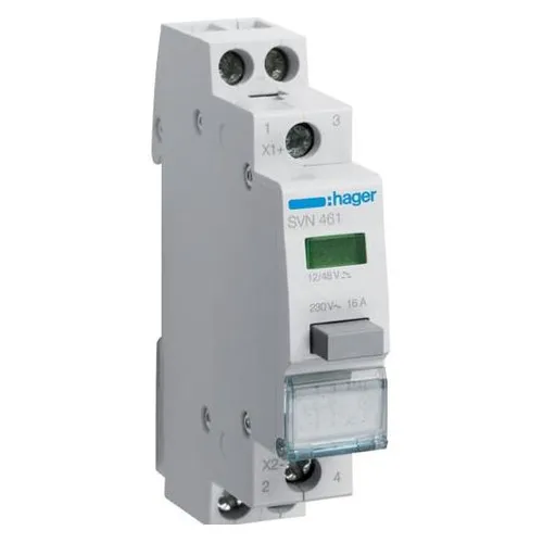 Hager SVN461 Taster 2S mit LED Melder grün 12V - Steckdosen- & Schalterteile, 2 Schließer mit LED Meldeleuchte, ideal für präzise Steuerung und Sicherheit in Ihrer Elektroinstallation.