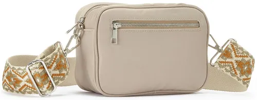 LASCANA Umhängetasche "Minibag", grau (taupe) - Stylische Handtasche für Damen in veganer Textil-Optik mit 2 auswechselbaren Schulterriemen. Ideal für jeden Anlass, Maße: 19cm x 15cm x 8cm.