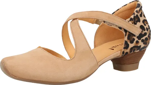 Think! Damen Pumps AIDA THI-0-686242 pallisandro/kombi 40 - Elegante Damen Pumps aus hochwertigem Veloursleder mit stufenlos anpassbarem Klettverschluss. Der 4 cm hohe Trichterabsatz und das lederne Fußbett sorgen für angenehmen Tragekomfort im Alltag.