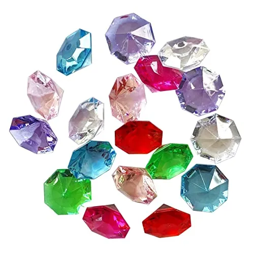 Acryl Streudeko Deco DIAMANTEN, Kunststoff, 32mm 18 Stück. Farben GEMISCHT.