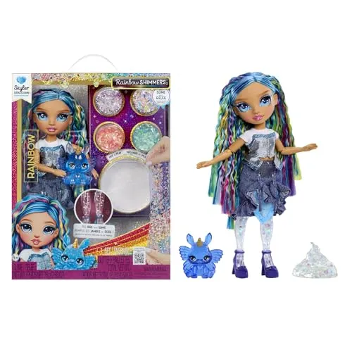 Rainbow High Anziehpuppe Rainbow Shimmers - Skyler (blue) - Anziehpuppe in extravagantem Fantasy-Look mit durchsichtigen Beinen und glitzerndem Schleim für magische Styles. Ideal für kreative Modeabenteuer!