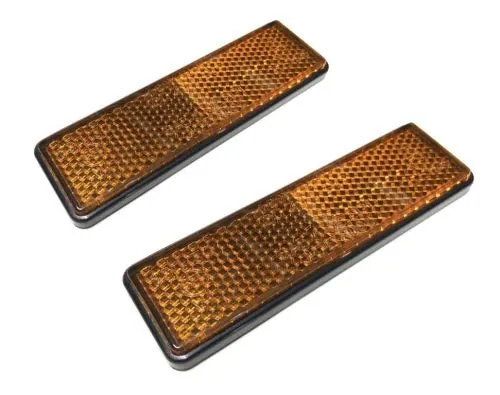 2x Reflektor Rechteck Katzenauge Orange selbstklebend - E-geprüft - passend für Roller Mofa Moped Motorrad – 95x28mm