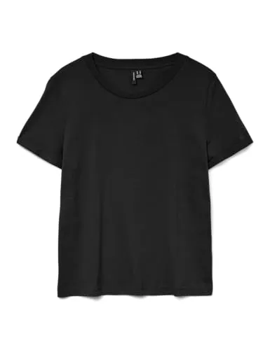 VERO MODA Damen VMPAULA S/S GA NOOS T-Shirt, Black, S