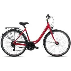 Ciclista Ponte Vecchio Wave Citybike 28 Zoll Rot - Fahrrad mit 21-Gang Shimano Schaltung für müheloses Fahren in der Stadt oder auf Ausflügen, ausgestattet mit LED-Lichtanlage und komfortablem Selle Bassano Sattel.