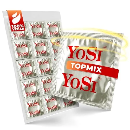 YOSI Markenkondome „Topmix“ - reguläre Passform - 53 mm Breite - Mixed Kondome (20x Ribbed/20x Ultra Thin/20x Banane/20x Erdbeere/20x Traube) - Condoms for men - 100 Stück (2 x 50 Stück) 100