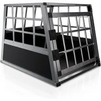 Juskys Alu Hundetransportbox M - Robuste & pflegeleichte Hundebox für Reisen - Hundeboxen für sicheres Reisen: Mit der leichten Alu Hundetransportbox reist Ihr Hund bequem und sicher. Ideal für Auto und Flugzeug, auch für Katzen geeignet.
