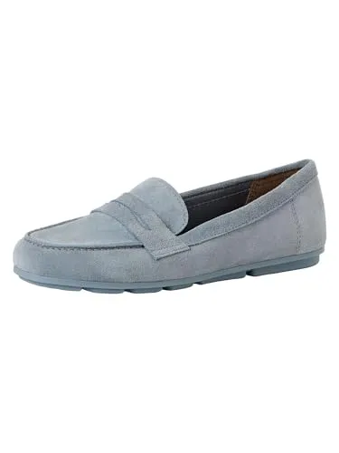 Tamaris Damen Loafer flach Leder blau 38 EU - Elegante Slipper aus hochwertigem Leder mit 1.5 cm Blockabsatz für optimalen Komfort. Die innovative TOUCH-IT-Technologie passt sich perfekt an deine Fußform an. Praktisches Design ohne Verschluss für einen schnellen Einstieg.
