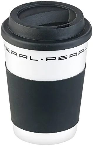 PEARL Kaffeebecher mit Deckel: Coffee-to-go-Becher mit Deckel, 350 ml, doppelwandig, lebensmittelecht (Kaffeetasse mit, Coffee to Go Becher Kunststoff, Tasse)