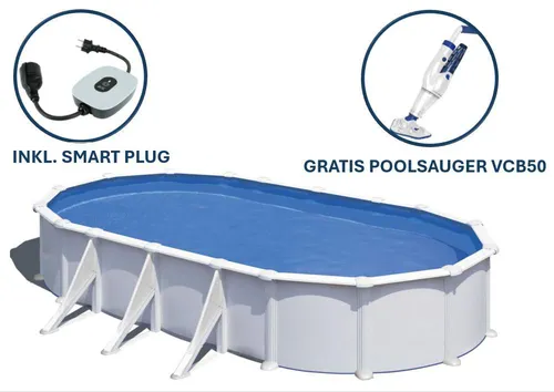 GRE Pool 2021 Atlantis - Ovale Aufstellpool 670x132 cm, mit Sandfilteranlage für erfrischenden Badespaß und einfachem Aufbau