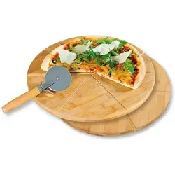 Kesper Pizzateller, Natur, Holz, 3-teilig, Bambus, 3 cm, Fsc, Essen & Trinken, Geschirr, Teller, Pizzateller