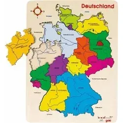 Goki Einlegepuzzle Deutschland II - Klassisches Holzpuzzle, lerne Bundesländer und Hauptstädte spielerisch kennen