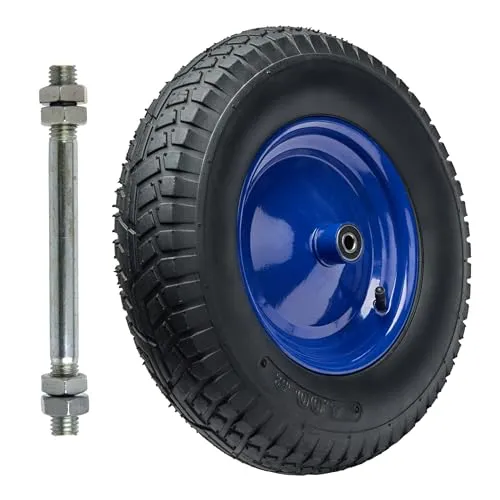 Garronda Schubkarren-Rad GD-0163 – 4.80/4.00-8, 6PR - Hochwertiges Ersatzrad für Schubkarren mit stabiler Stahlfelge und luftbereiftem Profil. Ideal für Garten- und Baustelleneinsatz, montagefertig mit Achse für einfachen Austausch.