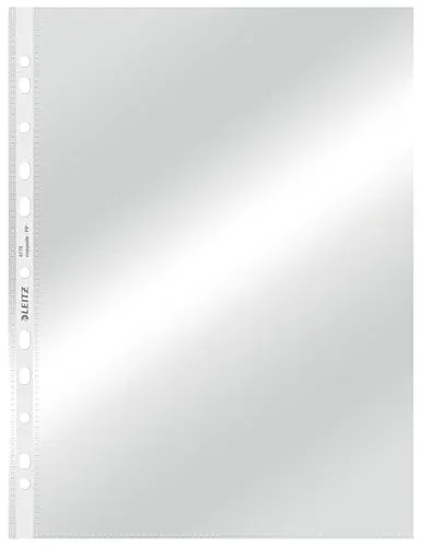 Leitz 4770-00-02 Prospekthüllen Standard A4 - glasklar 80my, oben offen für einfache Ablage und Entnahme, 100 Stück im Set
