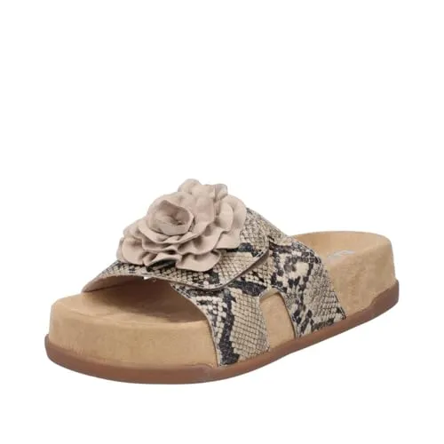 Rieker V4050-20 Schuhe - Stylische Rieker V4050-20 Schuhe mit weicher Decksohle und ergonomischem Fußbett für hohen Tragekomfort. Blumen-Details und Animal-Print setzen modische Akzente.