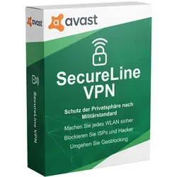 Avast SecureLine VPN - Sichere und anonyme Internetnutzung mit Avast SecureLine VPN – schützt Ihre Privatsphäre und ermöglicht ungehinderten Zugriff auf Inhalte weltweit, ideal für sicheres Streaming und Online-Banking.