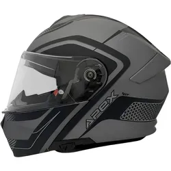 Apex MI100 Porto Klapphelm - Grau/Schwarz - L - Motorradhelm mit ECE 22.06 Zulassung, versenkbarem Sonnenvisier und atmungsaktivem Innenfutter für höchsten Komfort und Sicherheit.