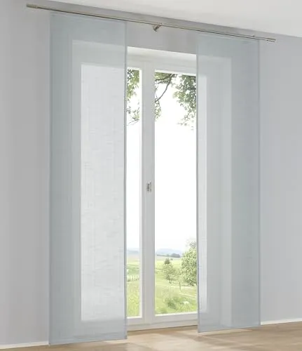 Kutti Schiebegardine Raumtrenner Boston türkis Leinenoptik Schiebevorhang mit Paneelwagen B 60 x H 245 cm (1 STK)