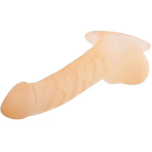 TOYLIE Latex Penishülle Franz Schaftlänge: 14cm SEMI-Transparent mit Basisplatte zum ankleben an Latexkleidung - stark geäderter Penis-Sleeve mit Hodensack und ausgeprägter Eichel - MADE IN GERMANY