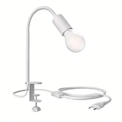 ledscom.de Klemmleuchte LELE mit Schwanenhals, weiß, inkl. E27 Lampe, Energieeffizienzklasse A, gefrostet (warmweiß, 4W, 935lm)