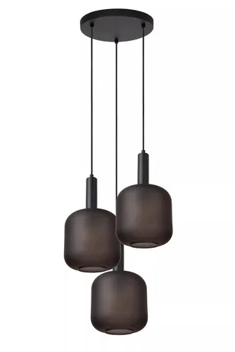 Pendelleuchte Amea 3-flammig Glas Metall Rauchgrau 40 cm - Moderne Pendelleuchte mit 3 E27-Fassungen, ideal für stilvolle Innenräume. Verstellbare Höhe und elegantes Design machen sie perfekt für Küche und Esszimmer.