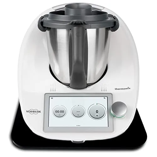 Gleitbrett aus Acryl | schwarz glänzend 33x28cm für Thermomix - Zubehör für Küchenmaschinen, mit hochwertigen Teflongleitern für müheloses Verschieben und ein modernes Design, das in jede Küche passt.