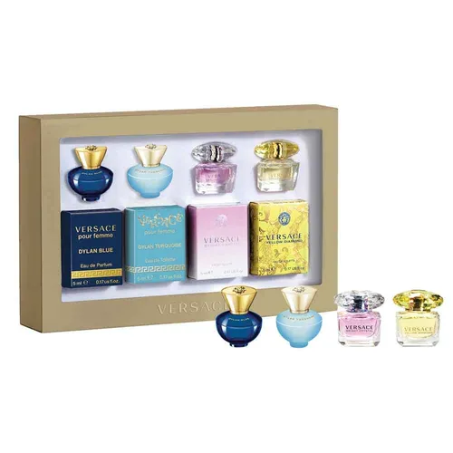 Versace Damen-Mini-Set (4 x 5 ml) - Duft-Sets für Damen mit einer Auswahl an 4 beliebten Versace Düften, ideal für Reisen oder zum Ausprobieren, in praktischen 5 ml Flakons.