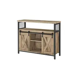 VASAGLE Sideboard mit Scheunentoren - Stylisches Sideboard mit 2 verschiebbaren Türen und höhenverstellbaren Regalen. Ideal für Küche, Wohnzimmer oder Büro - bietet flexible Aufbewahrung im rustikal-industriellen Design.
