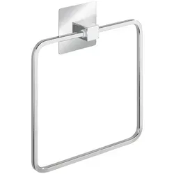 WENKO Edelstahl Handtuch Ring QUADRO - Eleganter Halter ohne Bohren - Handtuchhalter für das Badezimmer, modernes Design aus Edelstahl, einfach zu montieren ohne Bohren dank Klebemontage.